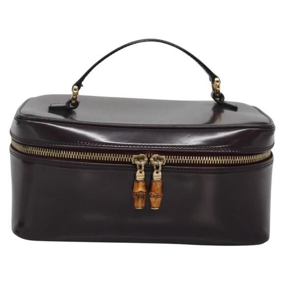 GUCCI Bamboo Vanity Hand Bag Leather Purple Gold 032 1956 032 1956 - Picture 2 of 16